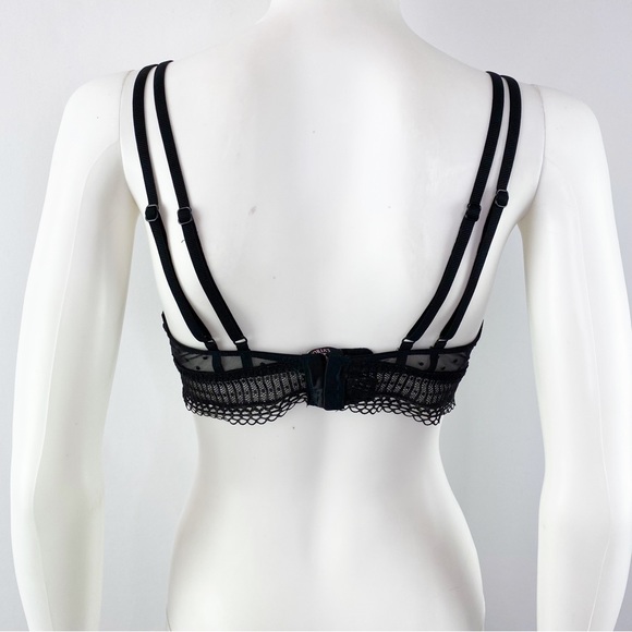 Victoria's Secret Black Lace Wireless Bra with Mesh Trim Size L Gothic Sexy - Picture 5 of 8